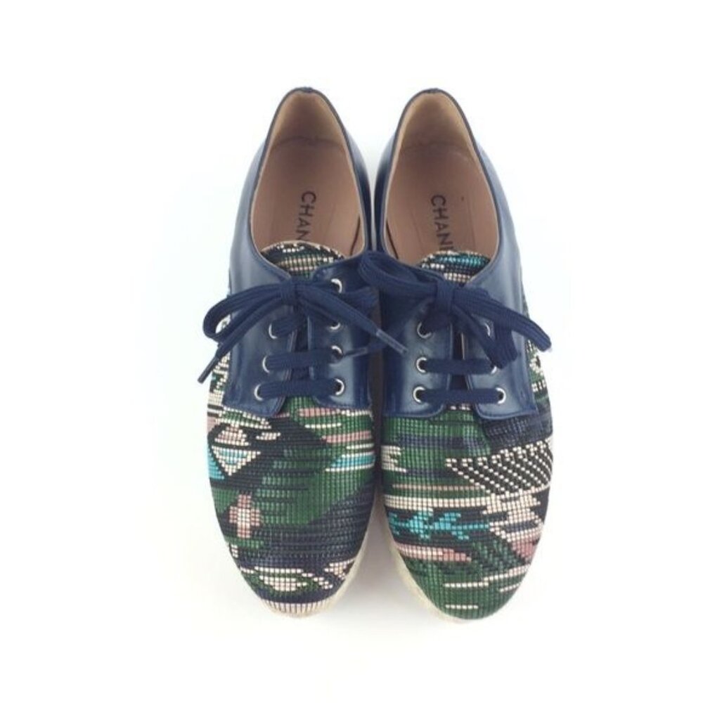 Women's Chaniotakis Tapestry Platform Oxford Espadrille Sneakers Size 7 - Picture 4 of 8